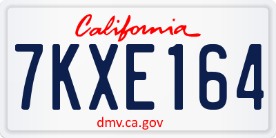 CA license plate 7KXE164