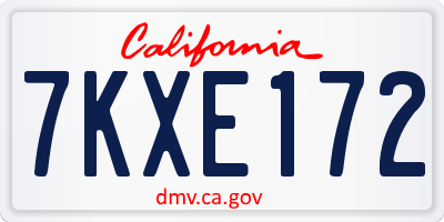 CA license plate 7KXE172