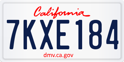 CA license plate 7KXE184