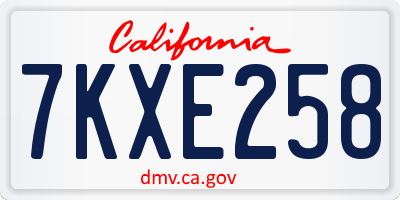 CA license plate 7KXE258