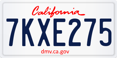 CA license plate 7KXE275