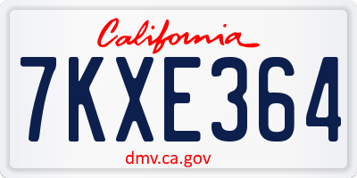 CA license plate 7KXE364
