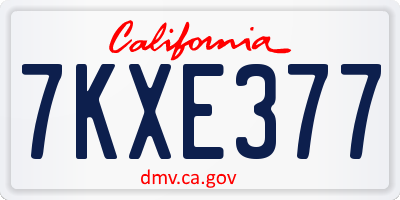 CA license plate 7KXE377