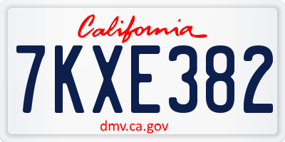 CA license plate 7KXE382