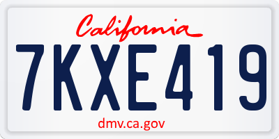 CA license plate 7KXE419