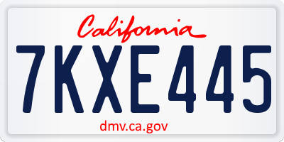 CA license plate 7KXE445