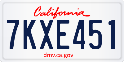 CA license plate 7KXE451