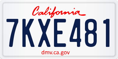 CA license plate 7KXE481