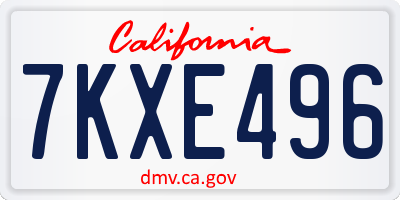 CA license plate 7KXE496