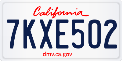 CA license plate 7KXE502