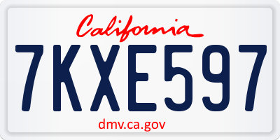 CA license plate 7KXE597