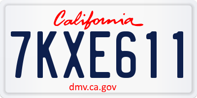 CA license plate 7KXE611