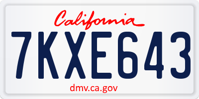 CA license plate 7KXE643