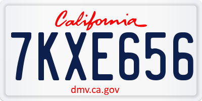 CA license plate 7KXE656