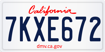 CA license plate 7KXE672