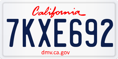CA license plate 7KXE692