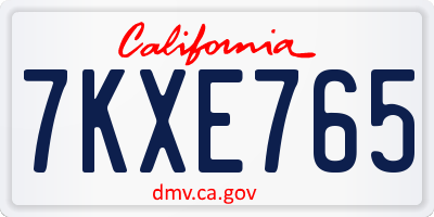 CA license plate 7KXE765