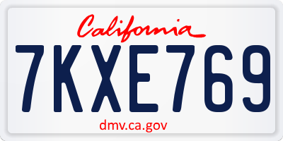CA license plate 7KXE769