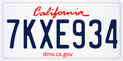 CA license plate 7KXE934