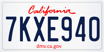 CA license plate 7KXE940