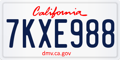 CA license plate 7KXE988