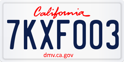 CA license plate 7KXF003