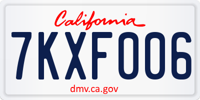 CA license plate 7KXF006