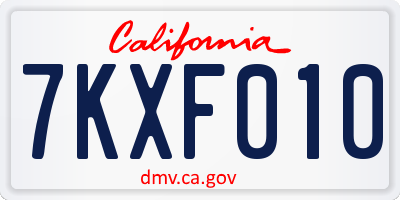 CA license plate 7KXF010
