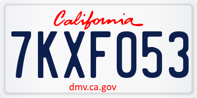 CA license plate 7KXF053