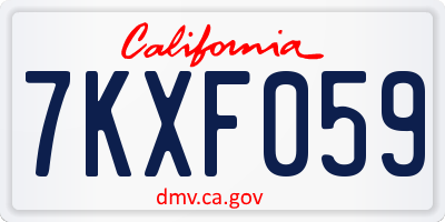 CA license plate 7KXF059