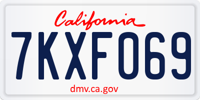 CA license plate 7KXF069