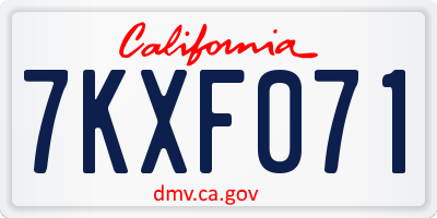 CA license plate 7KXF071