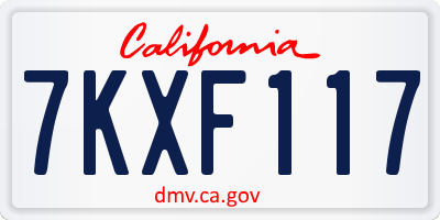 CA license plate 7KXF117