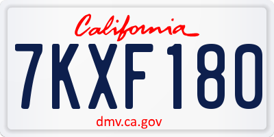 CA license plate 7KXF180