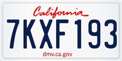 CA license plate 7KXF193