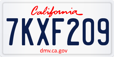 CA license plate 7KXF209