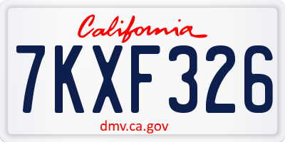 CA license plate 7KXF326