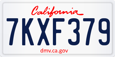 CA license plate 7KXF379