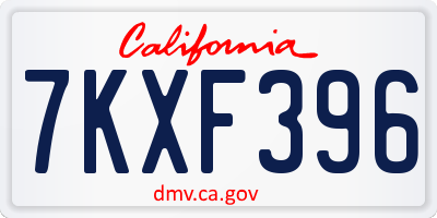 CA license plate 7KXF396