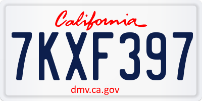 CA license plate 7KXF397