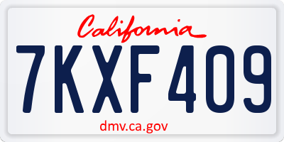 CA license plate 7KXF409