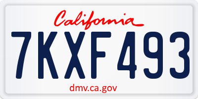 CA license plate 7KXF493