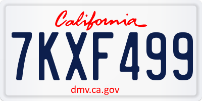 CA license plate 7KXF499