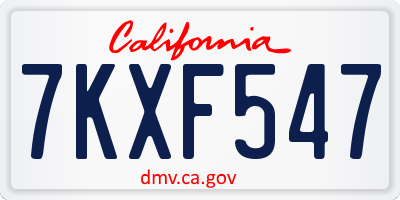 CA license plate 7KXF547
