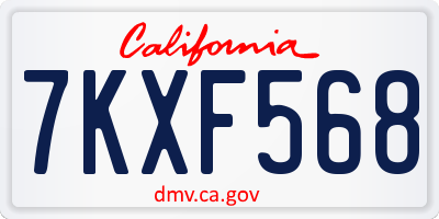 CA license plate 7KXF568