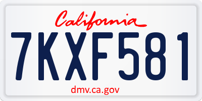 CA license plate 7KXF581