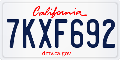 CA license plate 7KXF692