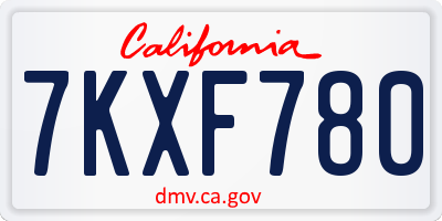CA license plate 7KXF780