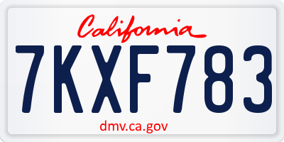 CA license plate 7KXF783