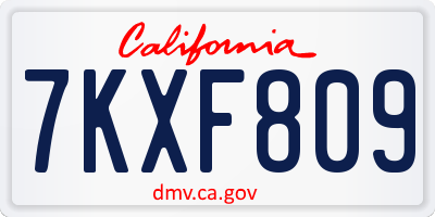 CA license plate 7KXF809